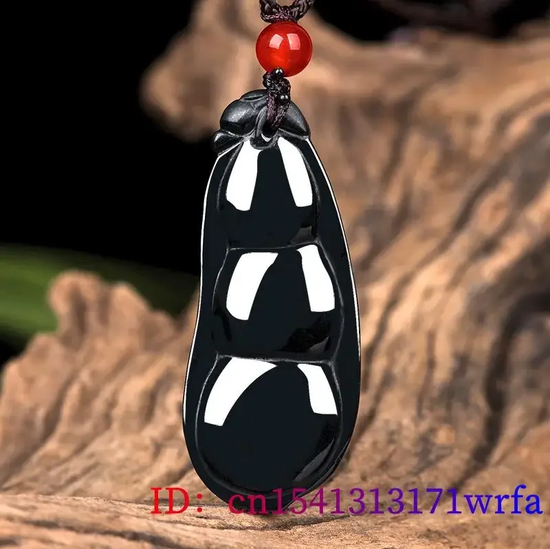 Imagem -05 - Burmese Jade Beans Pingente Gemstone Natural Black Jewelry Colar Certificado Charme Acessórios Amuleto Gargantilha Esmeralda Jadeite