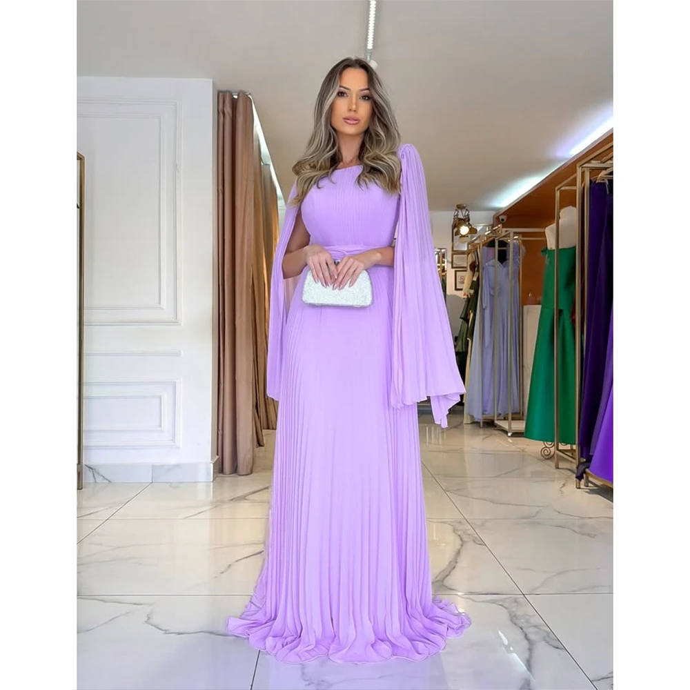 

Lilac Mother of The Bride Dresses Chiffon Pleated A Line Floor Length Evening Prom Formal Party Birthday Celebrity Gowns Dress