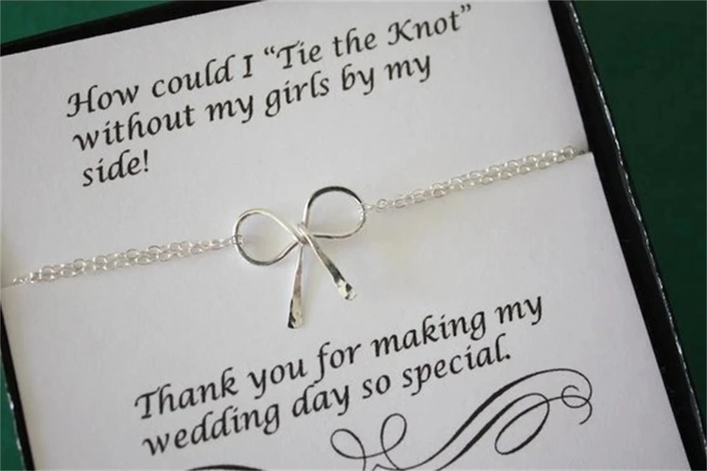 Customize Tie The Knot Bridesmaid Proposal Necklaces,Wedding Flower Girl Jewelry Bracelets, Christmas New Year Graduation Gifts