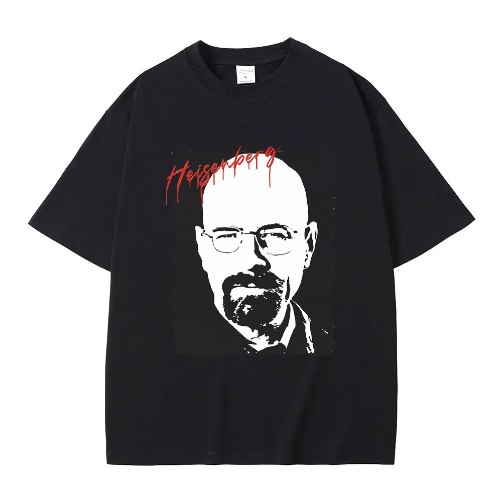 Fashion Casual Vintage Tshirt Male Pure Cotton Tees TV Play Breaking Heisenberg Walter Bad White Graphic Print Tshirt Men funny