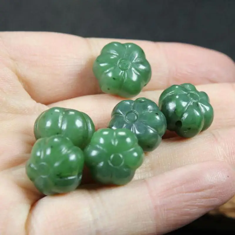 

10*15mm Natural Nephrite Green Jade Pumpkin Beads For Jewelry Making Diy Bracelet Necklace Chinese Hetian Jade Beads Accessories