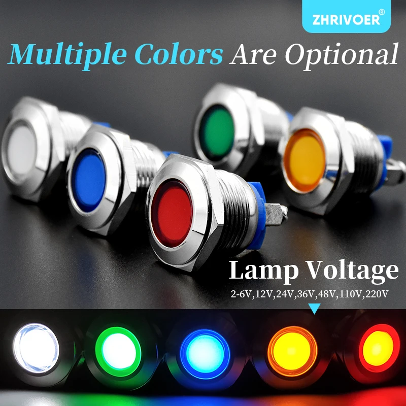 1 unidad 12 16 19 22 25 30mm impermeable IP67 Metal LED luz indicadora de advertencia lámpara de señal piloto cable tornillo Pin Terminal