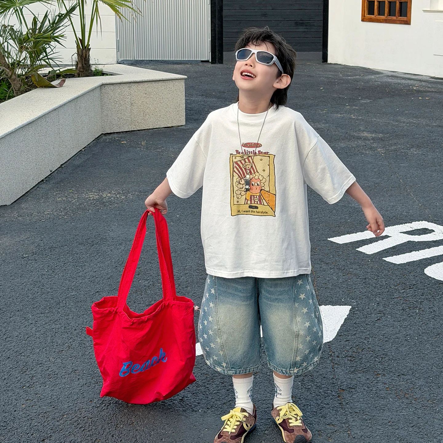 Boys' Girls’ Short-Sleeve T-Shirt Children's 2026 Summer Korean Version New Pure Cotton Breathable Star Pattern Versatile