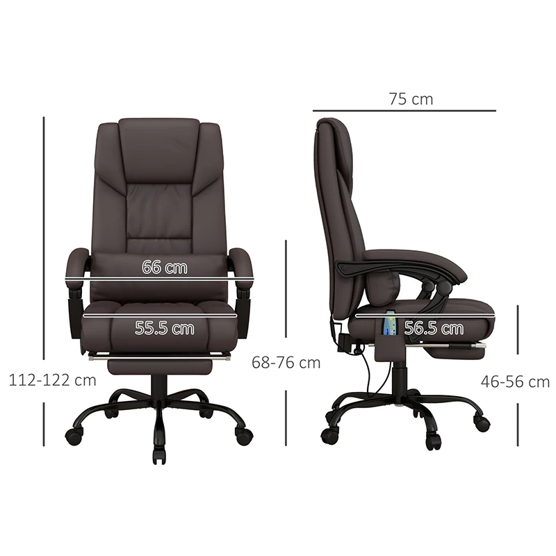 High Back Vibration Massage Office Chair with 6 Points, Hight Adjustable Computer Desk Chair, Reclining Office Chair with Retrac