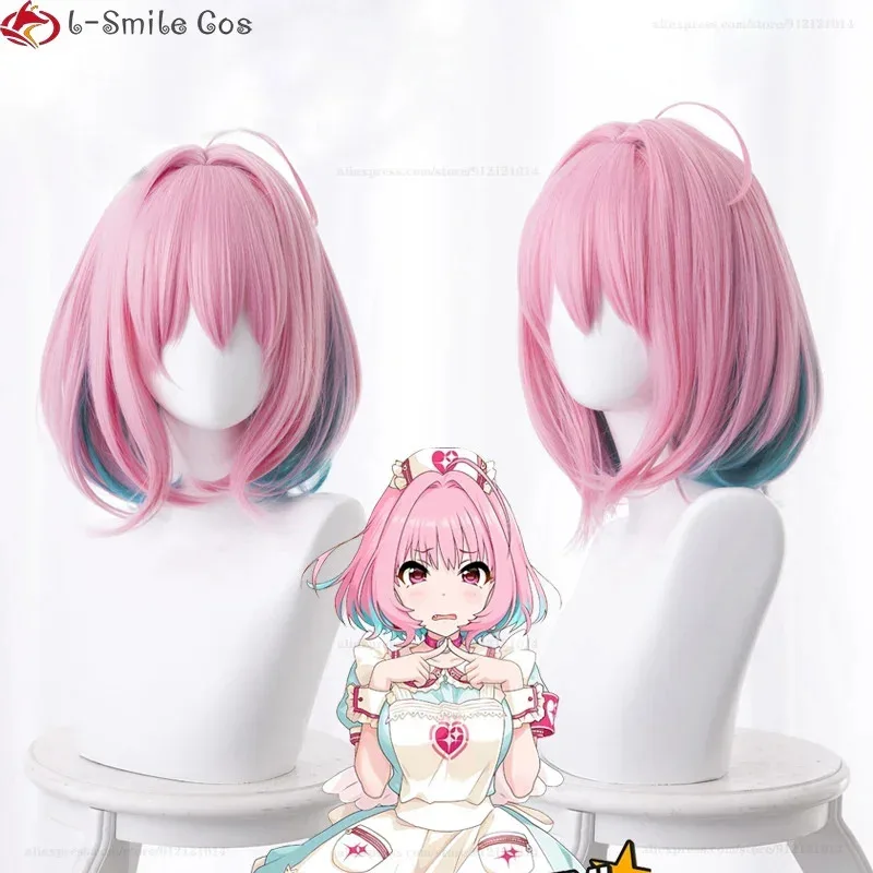 Wig Yumemi Riamu Wig Cosplay Game Panjang 38Cm Topi Wig Pesta Rambut Sintetis Tahan Panas