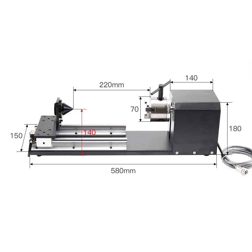 WaveTopSign Rotary Attachment with Chucks 2Phase 3Phase Stepper Motor Rotary Worktable for Co2 Laser Engraving Cutting Machine