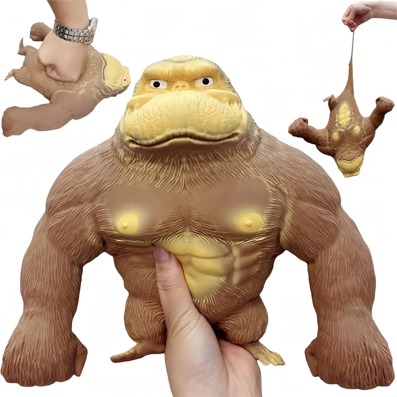 

Stretchy Gorilla Fidget Toy Stress Relieving Squishy Glue-Sand Filled Rubber Gorilla Decompression Toy for Kids Adults