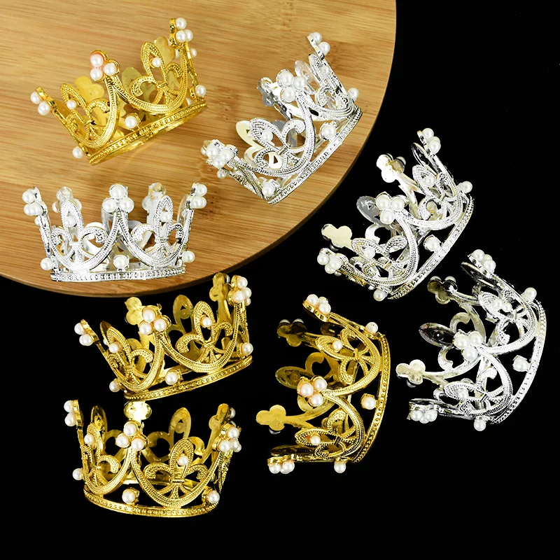 1piece Crown Cake Topper Birthday Baby Shower Wedding Party Valentine's Day Supplies Gold Silver DIY Cake Decoration Accessories