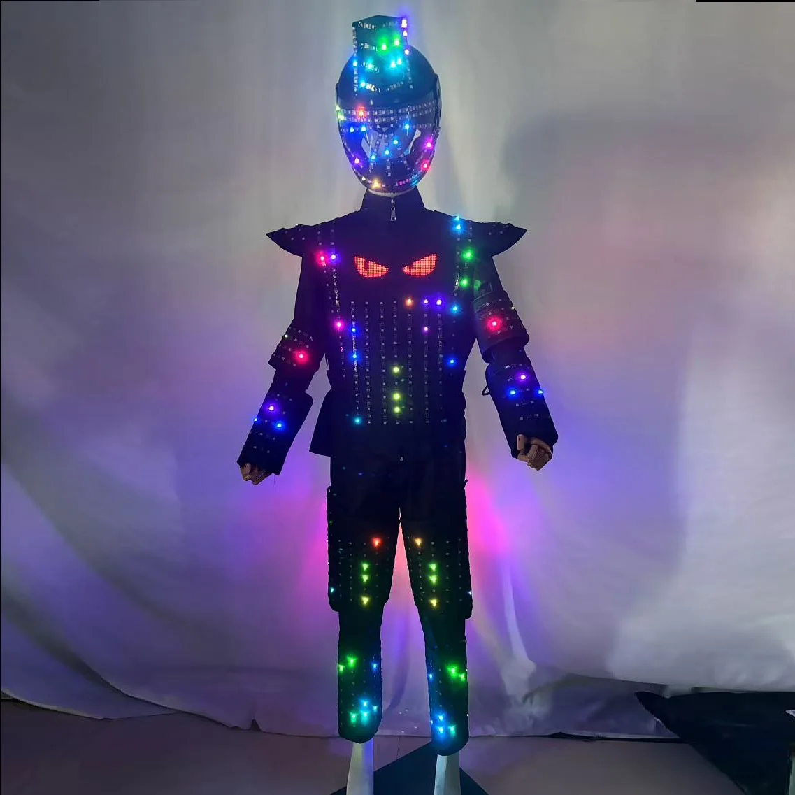 

Костюм робота со светодиодным экраном и светящимся сценическим танцевальным костюмом, светящимся подсветкой, наряд робота для косплея для выступлений