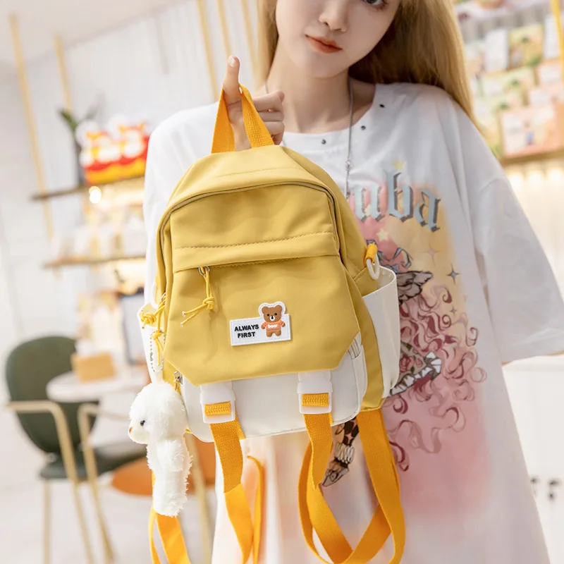 

Preppy Style Fashion Women Solid Color Retro Small Backpack Students Ladies Travel Canvas zipper School Bag Knapsacks 2023 new