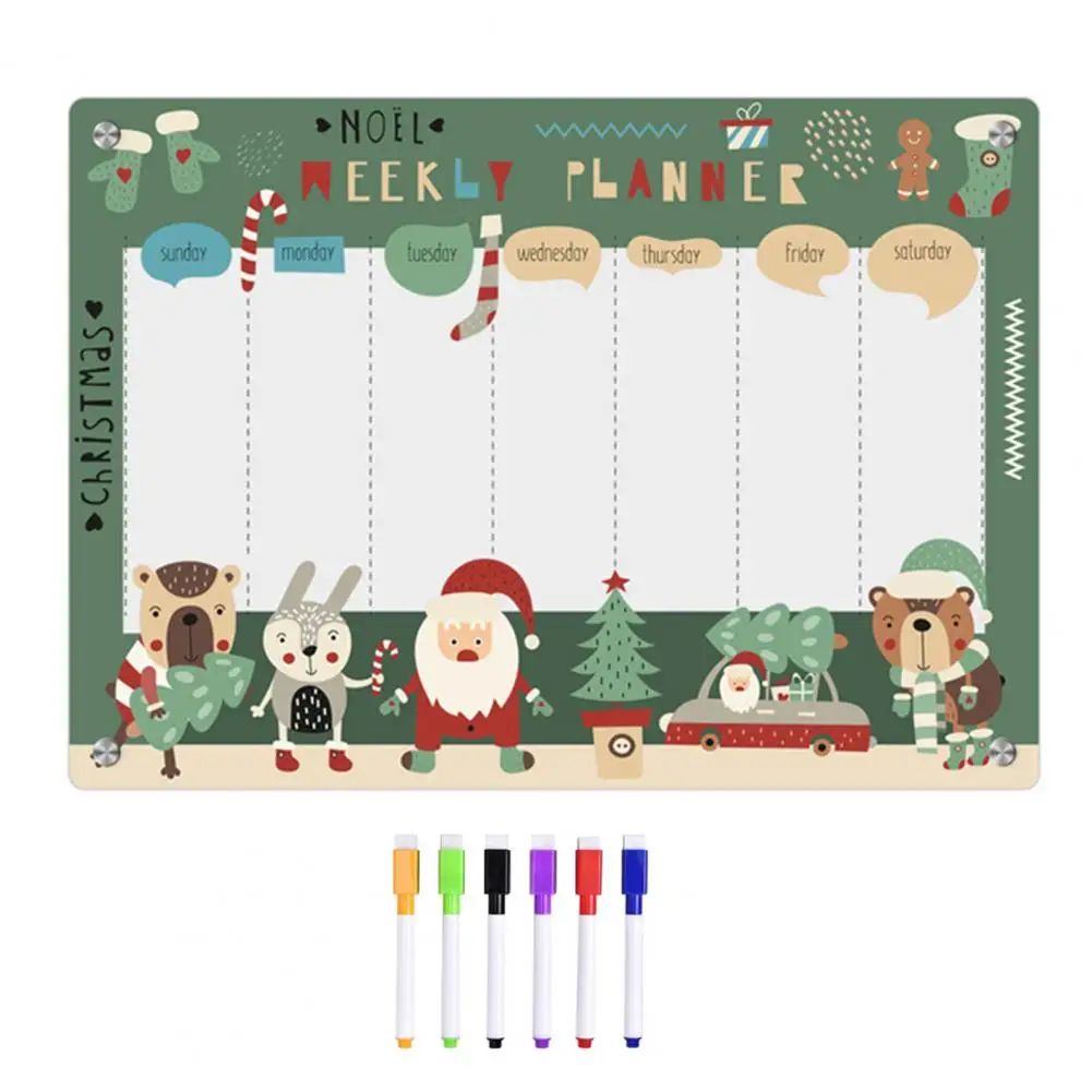 Pizarra magnética para nevera, planificador semanal magnético con bolígrafos A3, juego de pizarra magnética, planificador de borrado en seco reutilizable