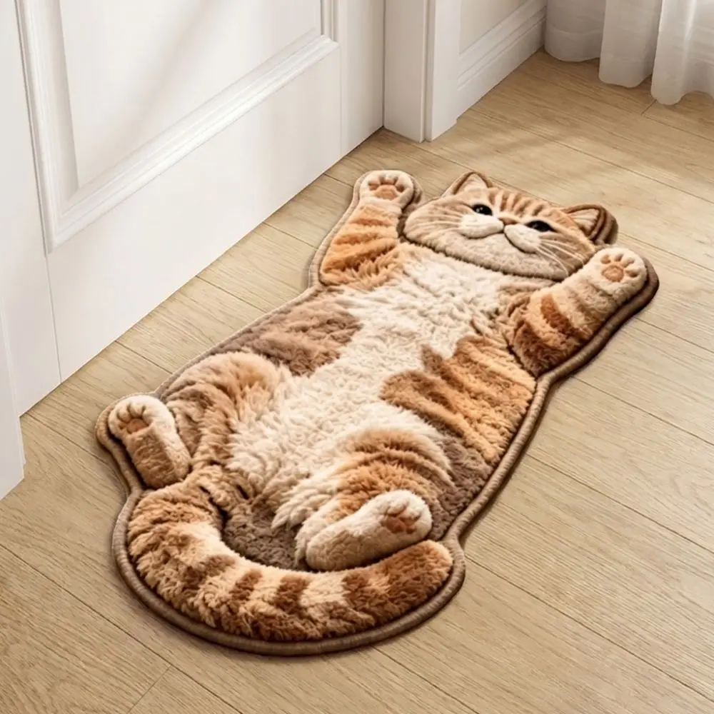 Cute 2D Cat-Shaped Area Rug Anti-fouling Non-Slip Home Decor Carpet Easy to Clean Cartoon Carpet Bedrooms