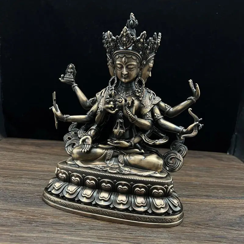 Nepalese craftsmanship Tibetan pure copper Zunsheng Buddha Mother copper three-sided eight-armed ornament dedicated to Bodhisatt