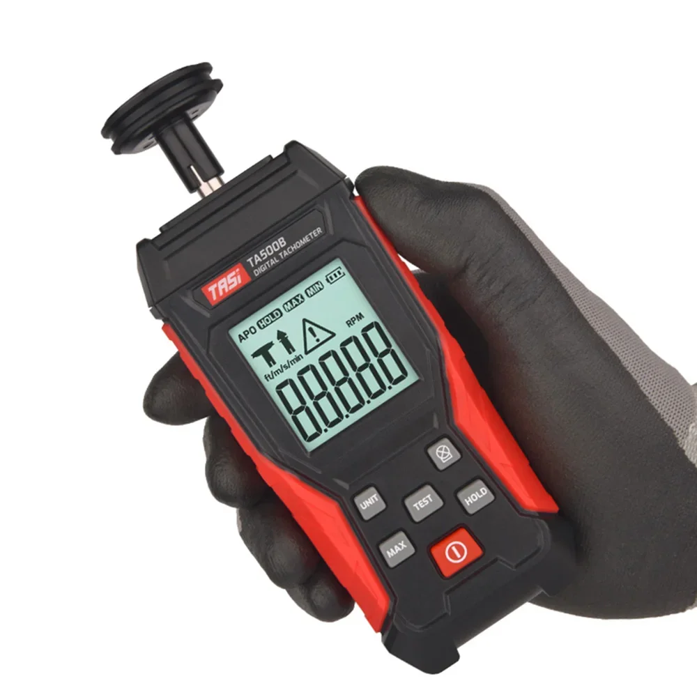 

TA500C Digital Laser Tachometer 3~100000RPM Rang Rpm Meter 2-in-1 Contact/Non-contact Tacometro Backlight Unit Switch Speedomet