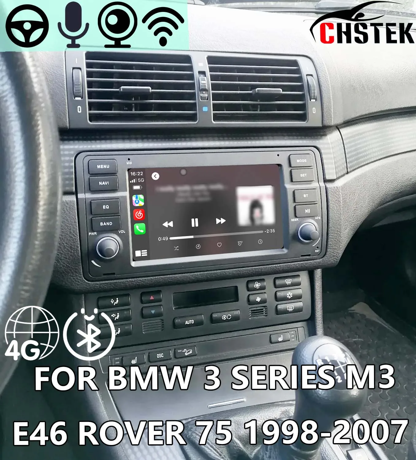 

4G Wireless Carplay For BMW 3 Series E46 M3 Rover 75 MGZT 7 1998-2007 Car Unit Multimedia Android System GPS WIFI DSP Autoradio