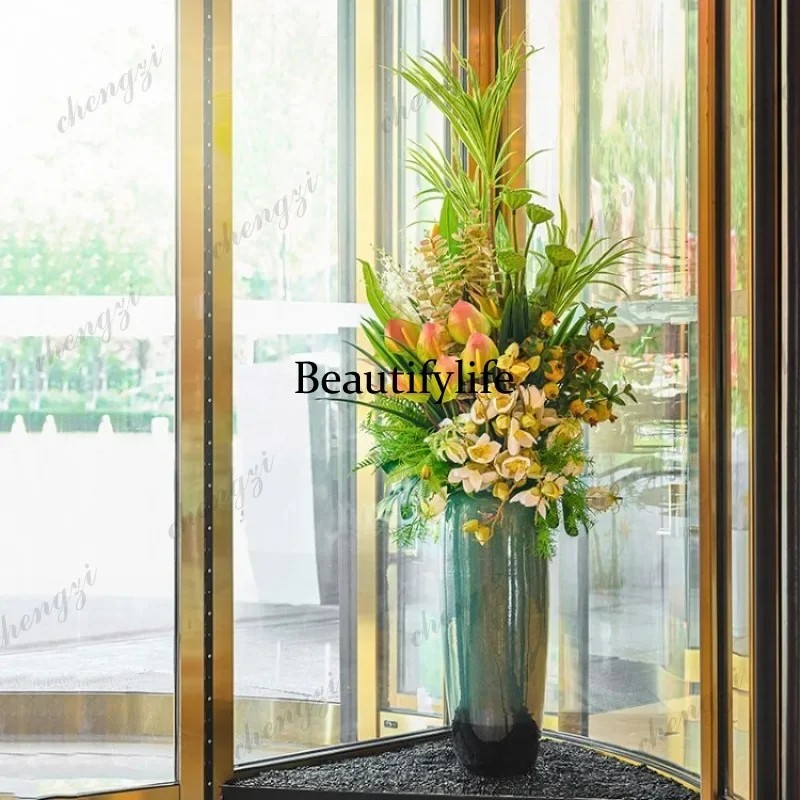 03 hotel revolving door artificial flower shopping mall lobby hall ornament floor decoration flower sales office
