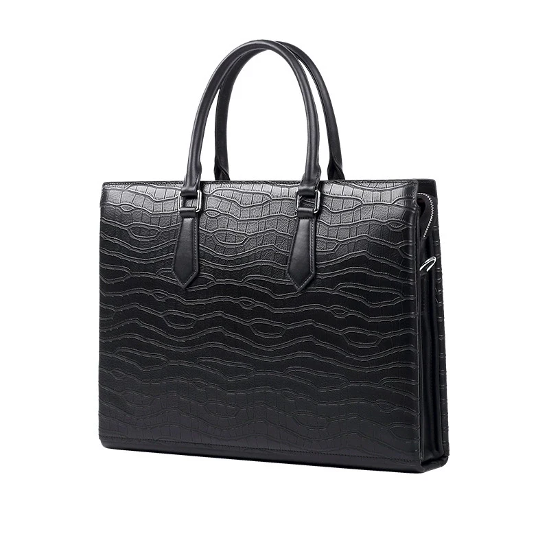 Luxury Briefcase Top Layer Cowhide Genuine Leather Men's Vintage Messenger Business Shoulder Handbag Portfolio Laptop Office Bag