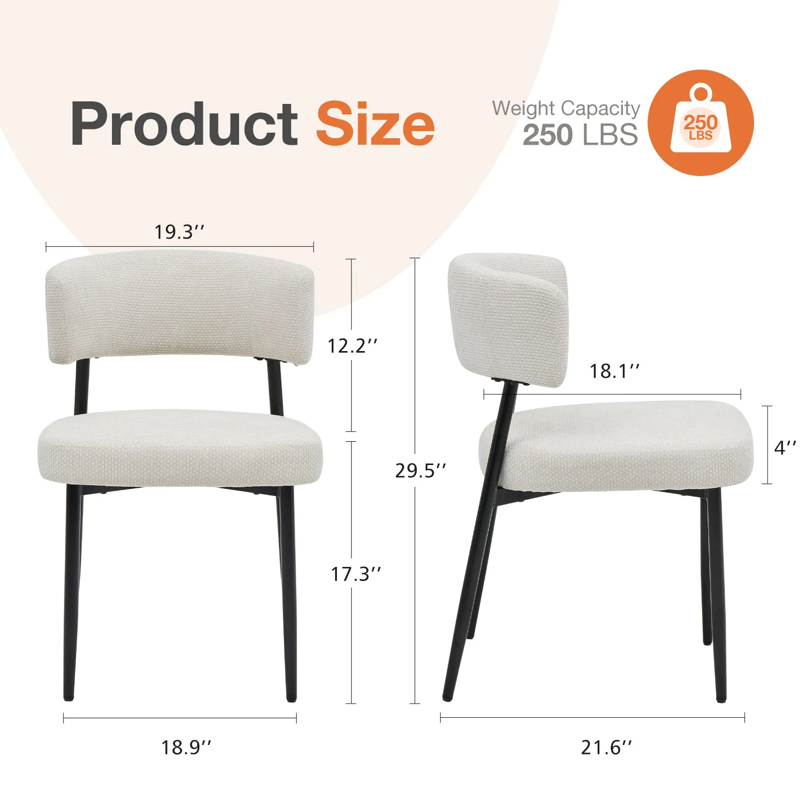 MCQ Ergonomic 4 Pack Office Chair Set Metal Frame 4IN Thickness Soft Cushion Lumbar Support High Backrest Heavy Capacity