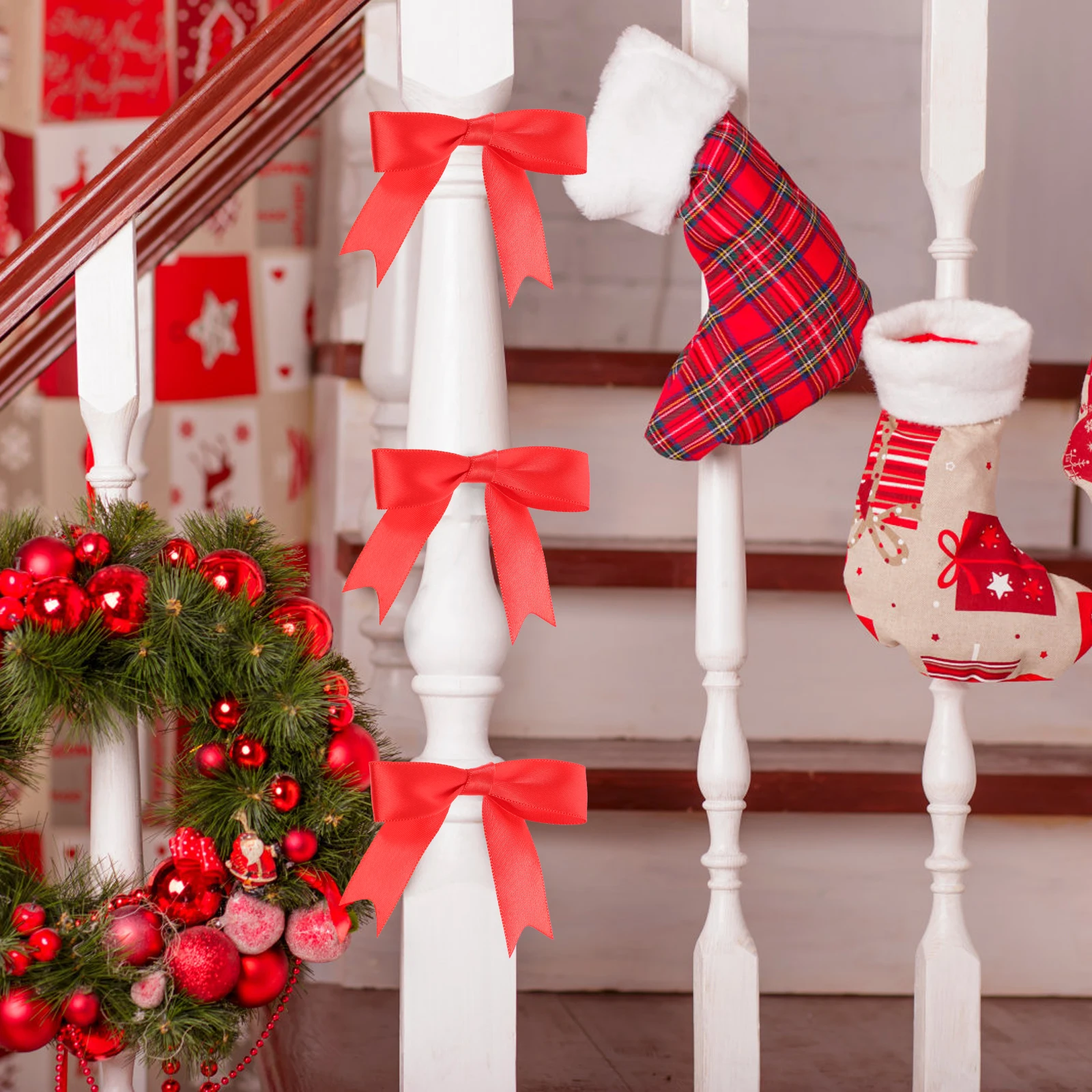 

Present Handmade Webbing Bow Red Bows for Presents Themed Party Decorations Basket