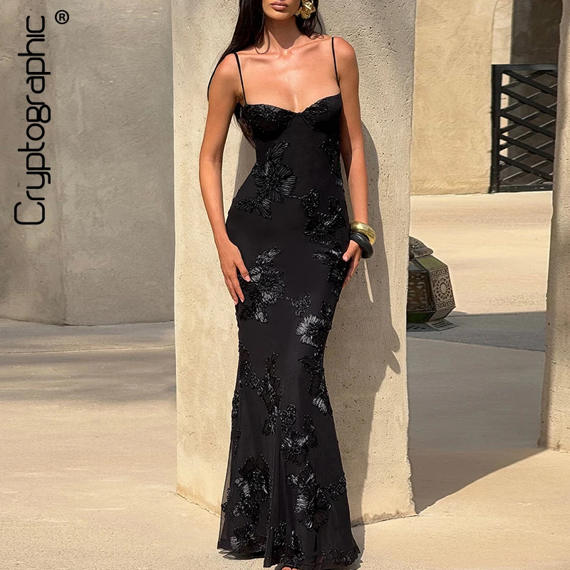 

Cryptographic Spaghetti Strap Sexy Bandage Maxi Dress for Women Outfits Sleeveless Backless Lace Up Slip Dresses Birthday Gown