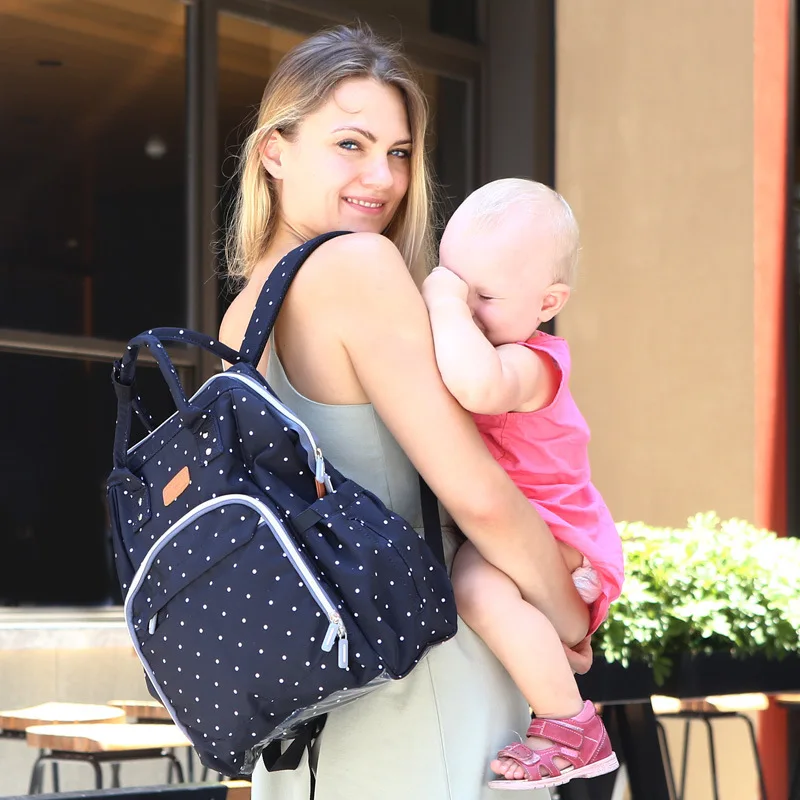 Wickeltaschen-Rucksack mit wasserdichten Taschen und Kinderwagenschnalle, umwandelbare Tragetasche