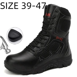 Outdoor Waterproof Men's Boots Security Steel Toe Cap Safety Shoes Working Steel Toe Anti-Smashing Men Work Sneakers Size 39-47