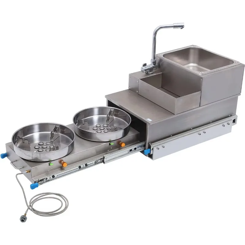 

Outdoor cooking appliances with integrated gas stove and water tank
