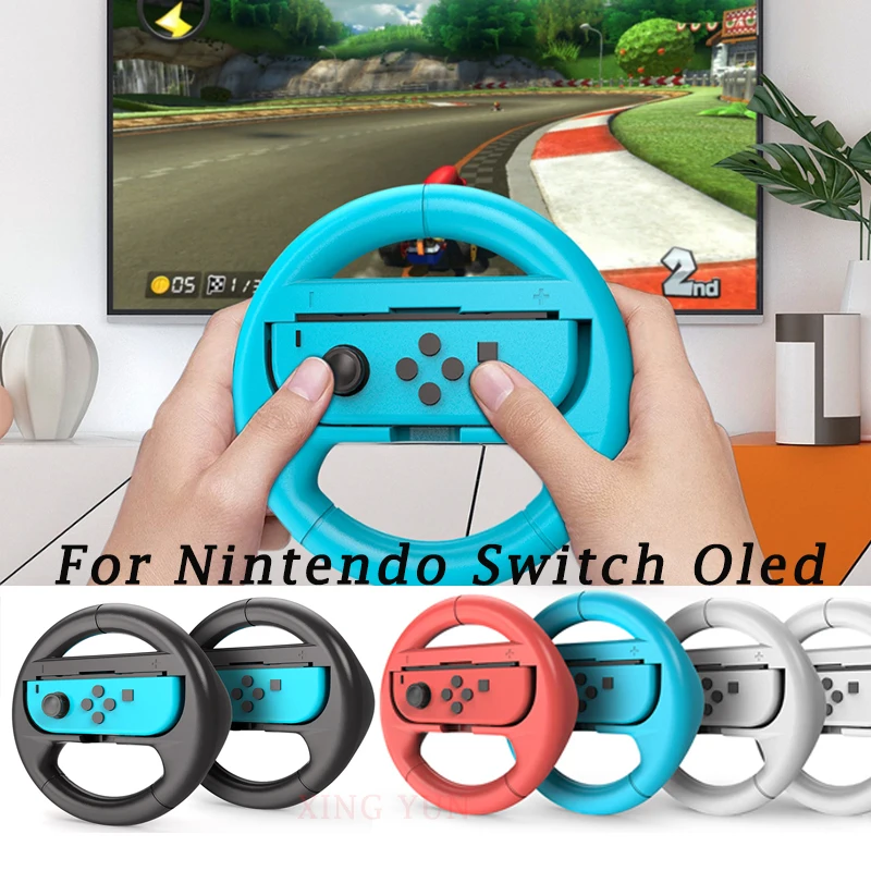 

2PCS Racing Steering Wheel For Nintendo Switch OLED NS Left Right Joy-Con Game Controller Gamepad Grips ABS Handle Stand Holder