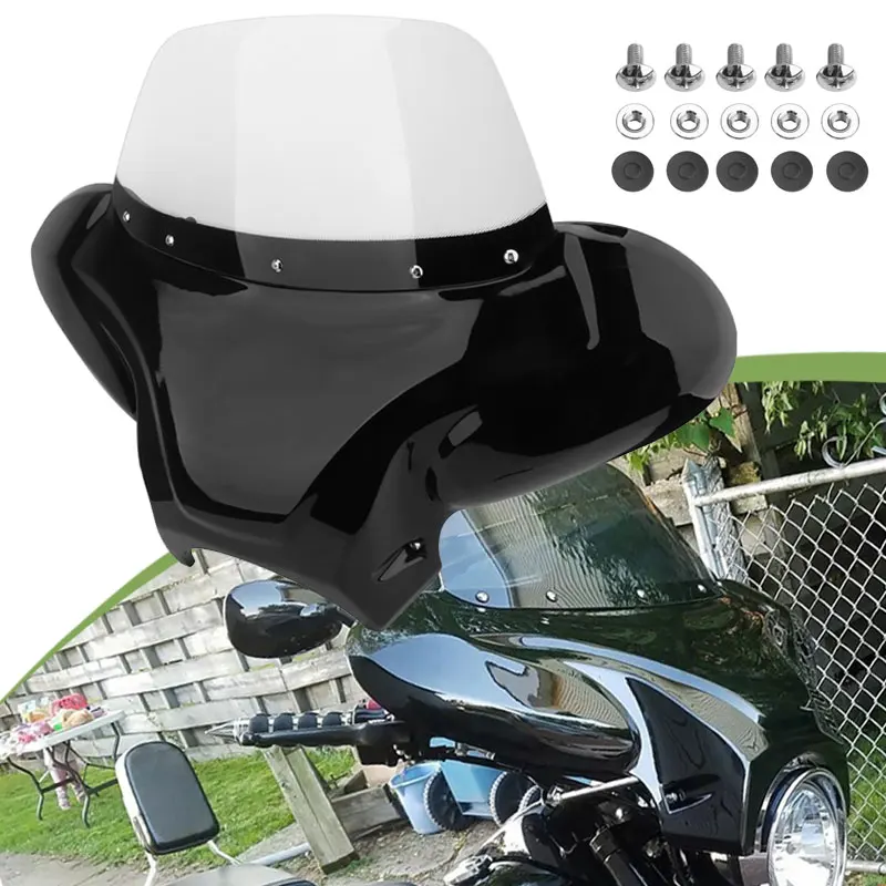 

Universal Motorcycles Front Outer Batwing Fairing Cowl w/Windshield For Harley Yamaha Honda Suzuki