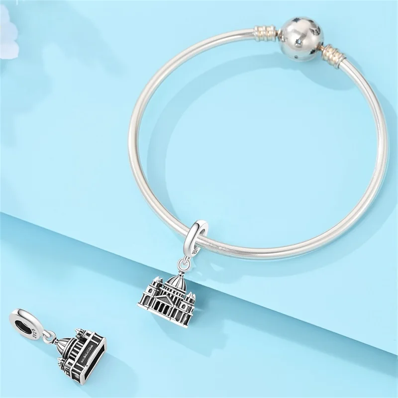925 Sterling Silber Reise-Anhänger „Rund um die Welt“ mit Beijing, Paris, Mailand für Damen, passend für Original-Armbänder, DIY-Schmuckgeschenke – Detail 6
