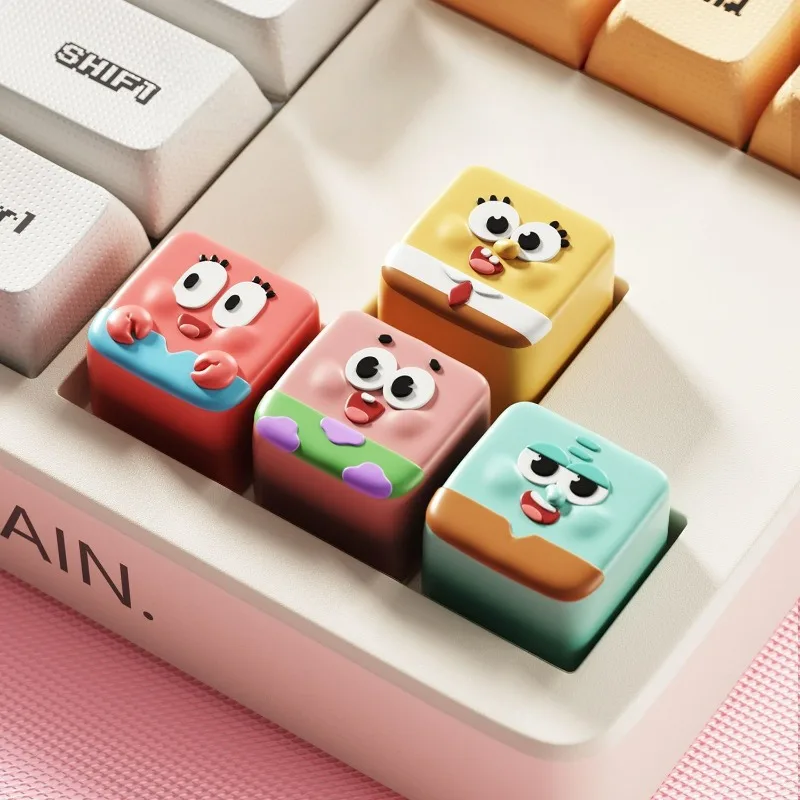 

Губка Боб Квадратные Штаны Творчество Новый Стиль Колпачки Для Клавиш Специально Для Механической Клавиатуры Крест Ось Одиночная Пакет Украшения