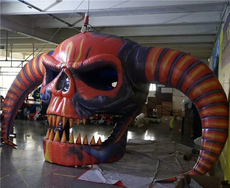 Hot inflatable devil skeleton skull decoration for Halloween