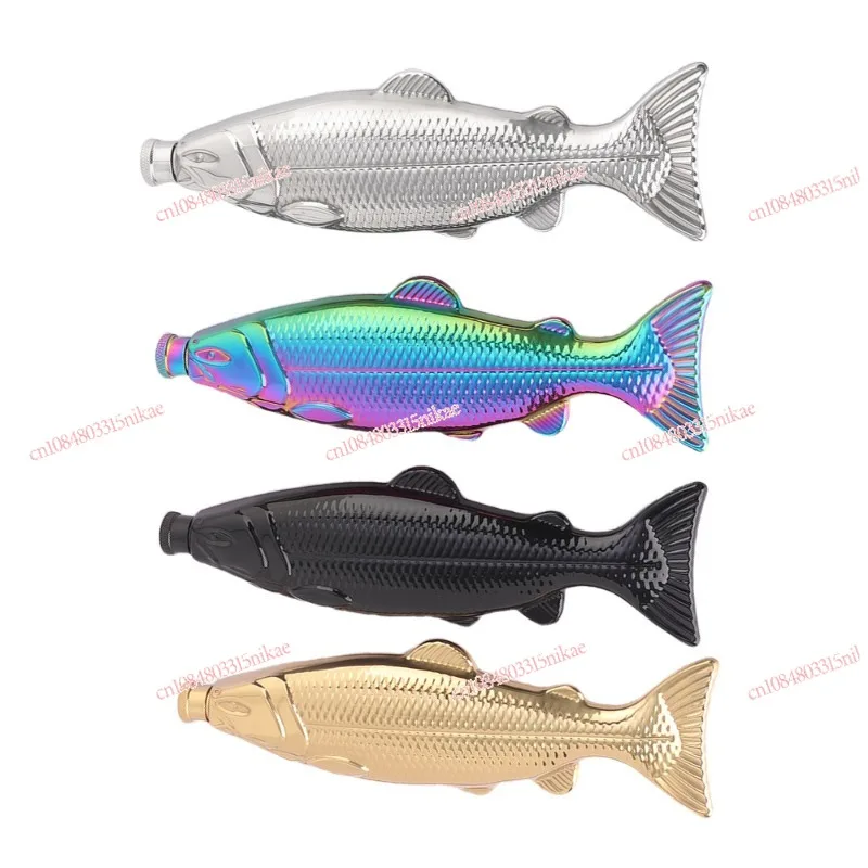 

5 Oz 304 Stainless Steel Fish-Shaped Flask Portable Irregular-Shaped Wine Pot for Camping & Outdoor Use