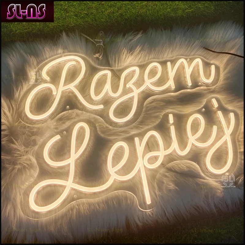 Imagem -02 - Custom Led Flex Neon Sign Melhor Juntos Luz Sinal para o Aniversário Decoração da Festa de Casamento Neon Razem Lepij Light up Sign