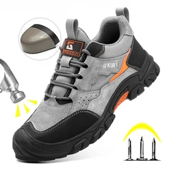 Cowhide Safety Protective Shoes Breathable Work Shoes Steel Toe Anti Smash Safety Boots Work Sneakers Indestructible Work Boots