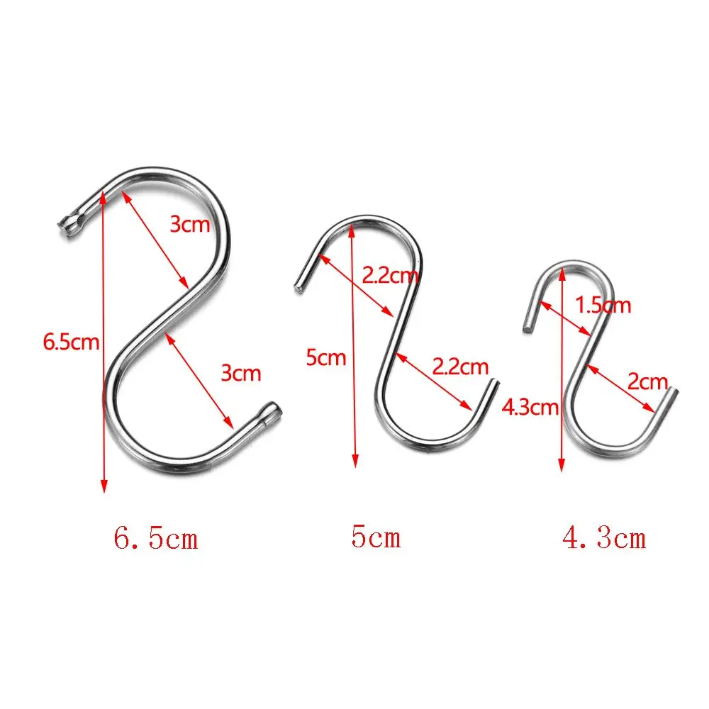 5Pcs S Shaped Hook Clasps Hooks Storage Rack Hanger Holder Organizer Stainless Steel Home Kitchen Household Bathroom