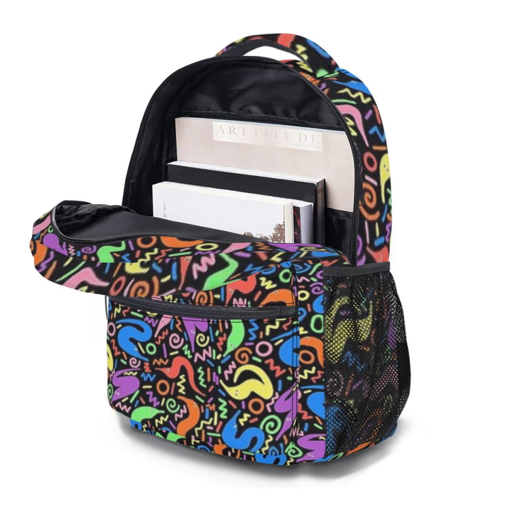 Worm Op Een String Retro Bowlingbaan Tapijt Schooltas Voor Meisjes Grote Capaciteit Studentenrugzak 17Inch