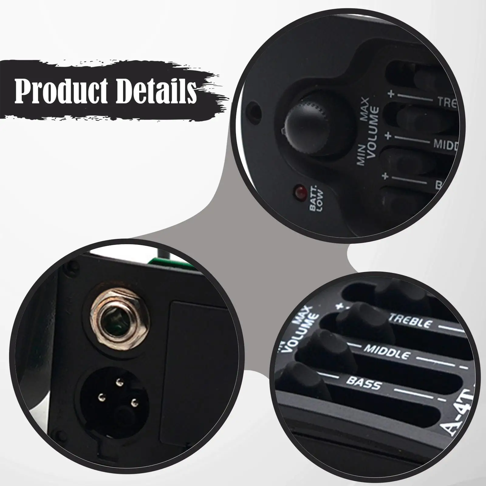 Acoustic Guitar Pickup 6.35mm XLR Output 4 Band EQ Preamp Piezo Equalizer Guitar Accessory for Live Performance