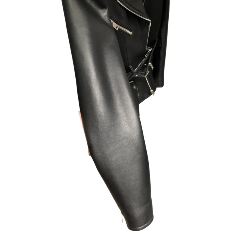 2024 Sheepskin jacket zipper removed S-XXL luxury jacket women casaco feminino blazers real leather jaqueta black and white