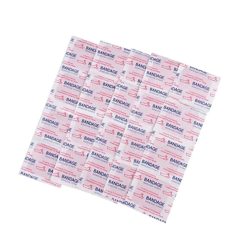 100Pcs/lot Adhesive Plasters Closures Fabric Fingertip Wound Strips First Aid Band Bandaid Care Dressing Bandage Patches