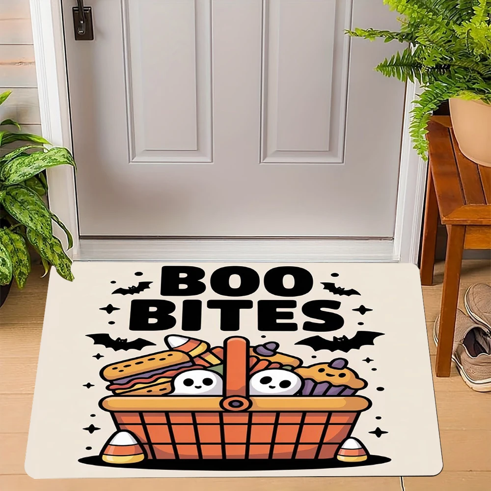 هالوين دائري شبح السجاد حصيرة بو لدغات الحلوى سلة مخيف DJ الموسيقى تصميم سجادة باب ديكور المنزل ترحيب حصيرة سجادة باب