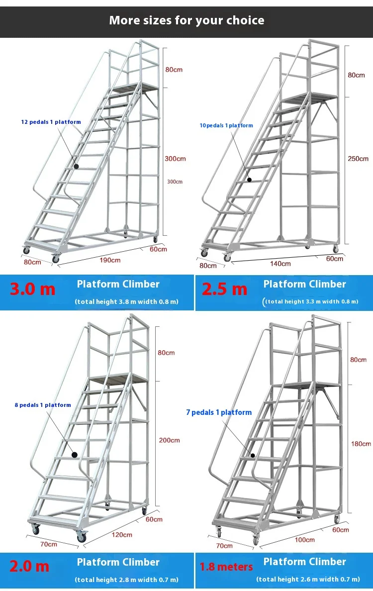 Disassembled Aluminum Movable Climbing Ladder High Tread Storage and Maintenance Equipment