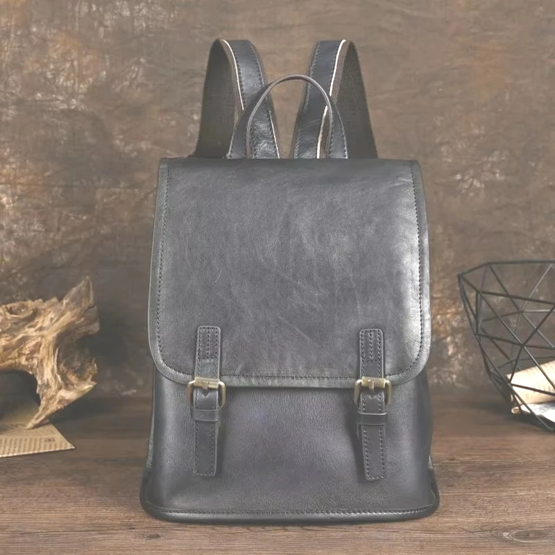 2027 New Fashion Genuine Leather Women Backpacks Luxury Brand Female Real Natural Leather Ladies Girl Student Vintage Backpack
