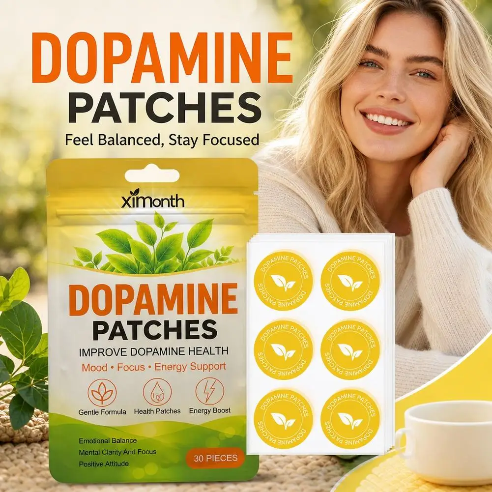 30PCS Dopamine Patches Mild Mood Support Mental Clarity Focus Energy Long Lasting Daily Work Study Body Care