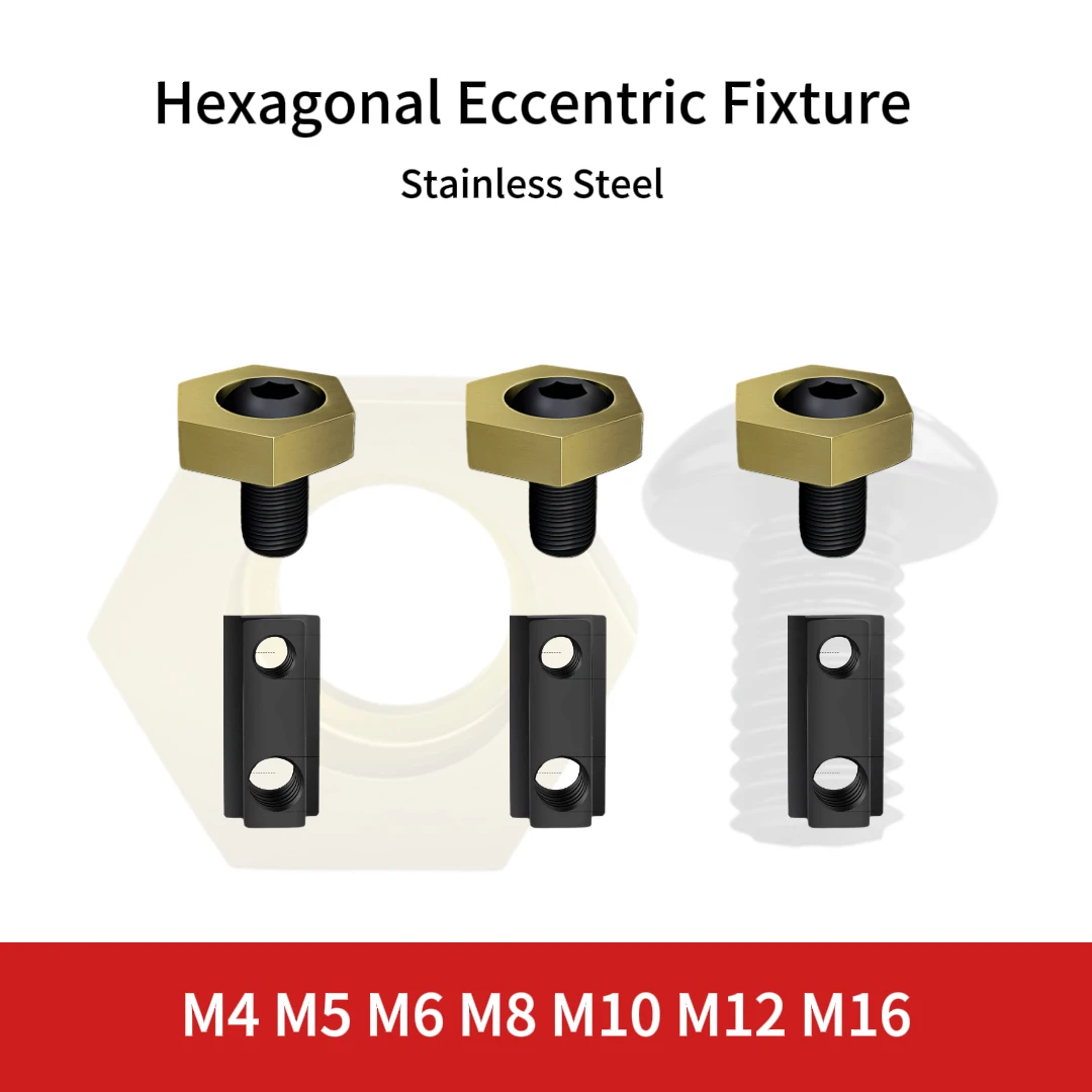 M4-M16 Hexagonal Eccentric Fixture Clamps Precision CNC OK Vise Stainless Steel Anchor Clamping with Nut for Workholding Thread