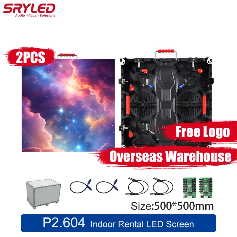 SRYLED Event Rental LED Video Wall System P2.6 500×500mm HD Easy Assemble Indoor Concert Stage LED Backdrop Led Display Screen