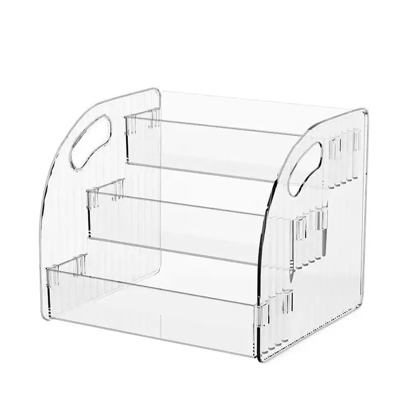 Transparent Acrylic Cosmetic Organizer Desk Stand With Large Capacity And Multi-Tier Storage