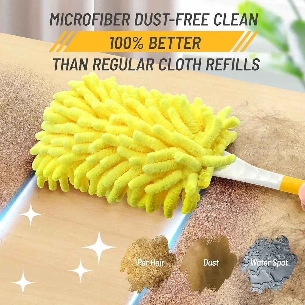 Wiederverwendbare Staubwedel-Nachfüllung mit Griff für Swiffer Hand Duster 360, schwere Mikrofaser-Deckenventilator-Staubwedel-Pad, Heim-Ersatztuch – Detail 11