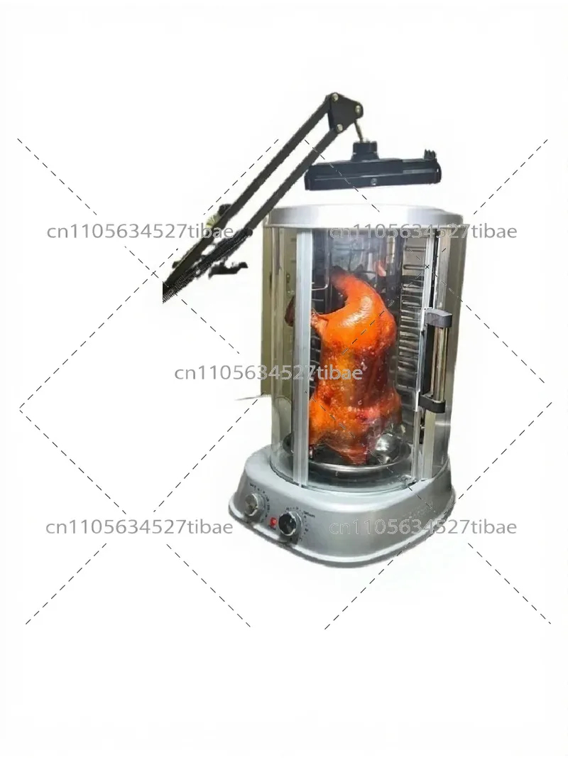 All Metal Smokeless Rotating Barbecue Grill with Glass Door, for Grilling Chicken, Roast Duck, BBQ Pork, Commercial Use