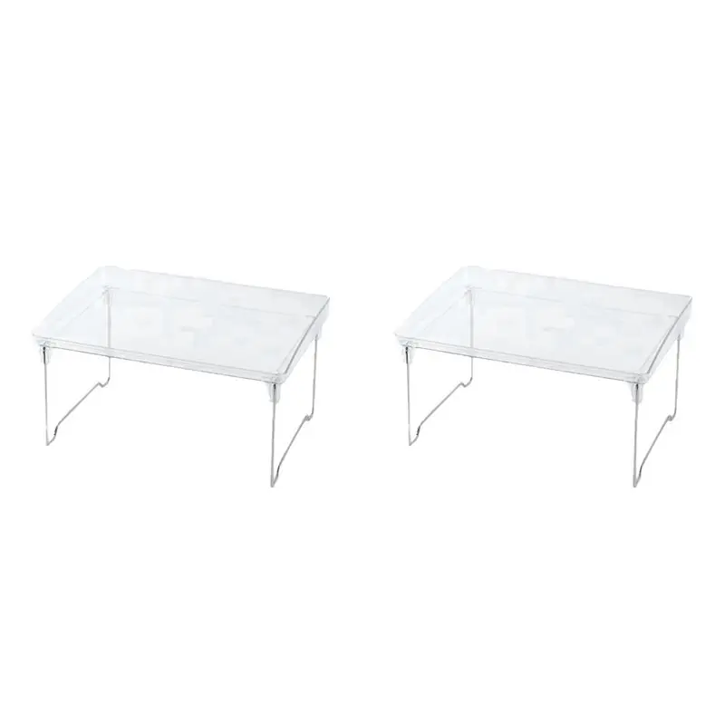 AB66-2X Acrylic Transparent Desktop Storage Box Student Dormitory Office Storage Rack Household Foldable Heightening Rack